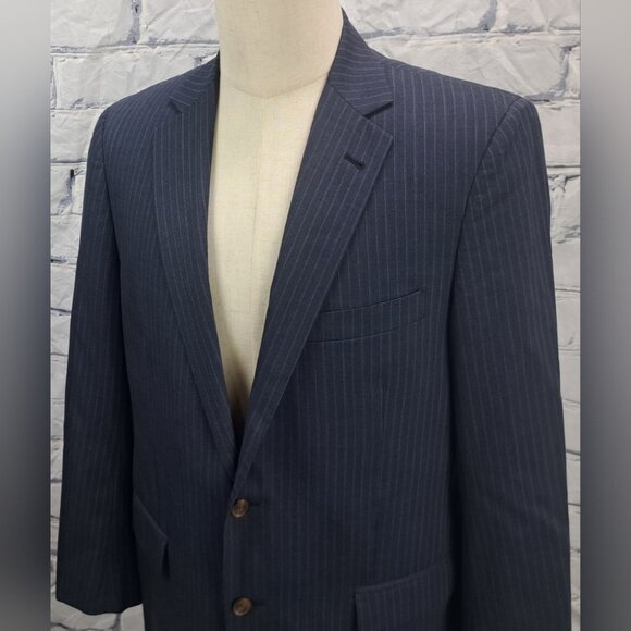 Brooks Brothers Fitzgerald Fit Blazer Sport Coat Navy Striped Wool 1/2 Lined 42R - Picture 2 of 16